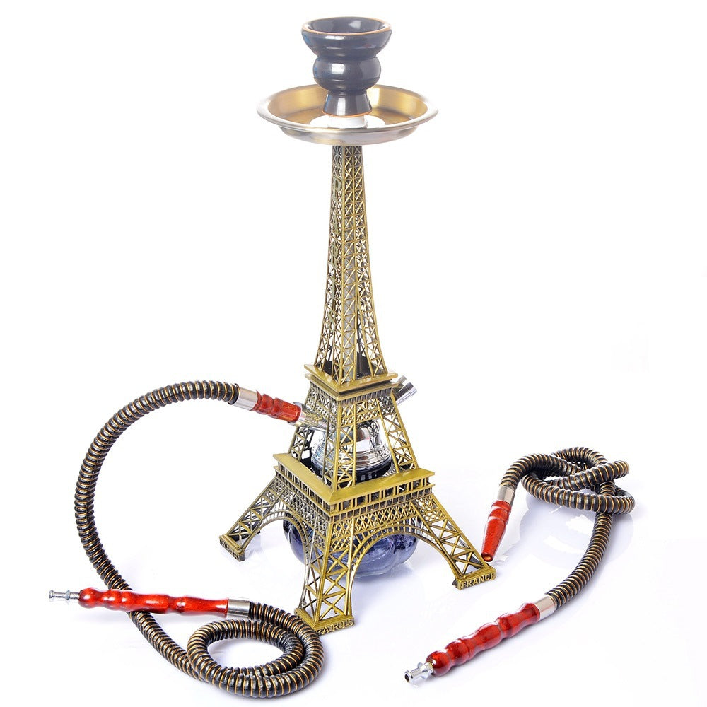 Eiffel Tower Arabian Shisha Double Pipe Hookah Set